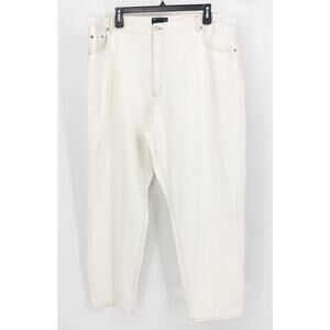 ASOS Womens Straight Keg Jeans US 20 Cream High Rise Denim Non Stretch Cotton